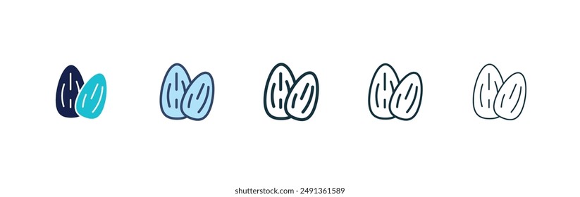 Almond icon set on white background