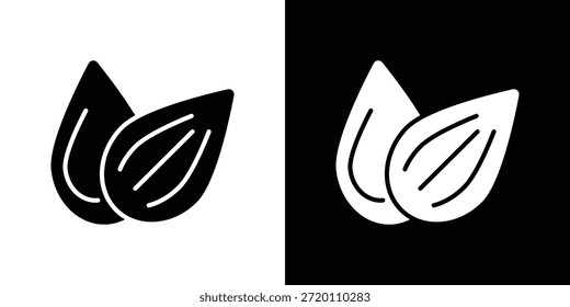 Ícone de amêndoa simples ilustrações gráficas planas. Vetor de silhueta preto e branco