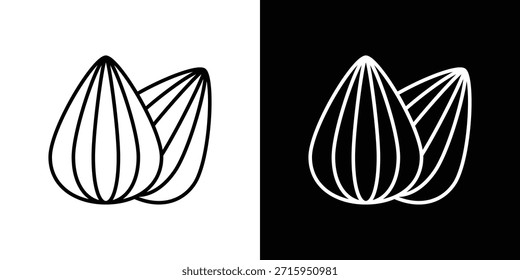 Icono de almendra. Símbolo plano simple. Ilustración de pictograma de contorno negro perfecto