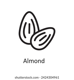 Almond icon. simple liner vector Almond icon on white background..eps