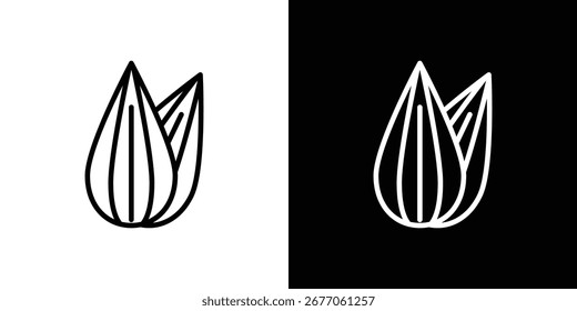 Icono de almendra. Línea delgada simple, Vectores de contorno