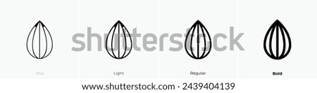 almond icon. Thin, Light Regular And Bold style design isolated on white background