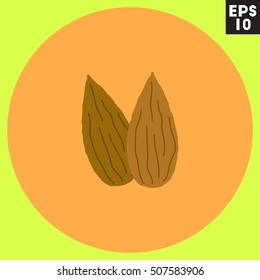 Almond icon in trendy flat style isolated on color background.  symbol for your design, logo, UI. Vector illustration, EPS10.