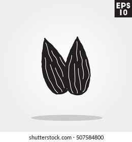 Almond icon in trendy flat style isolated on color background.  symbol for your design, logo, UI. Vector illustration, EPS10.