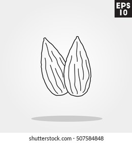 Almond icon in trendy flat style isolated on color background.  symbol for your design, logo, UI. Vector illustration, EPS10.