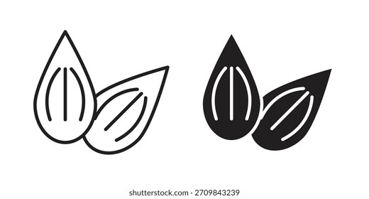 Ilustración vectorial de icono de almendra. Diseño plano. Símbolos de Vector de Diseño gráfico.
