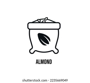 Almond icon, almond vector. isolated on white background.
