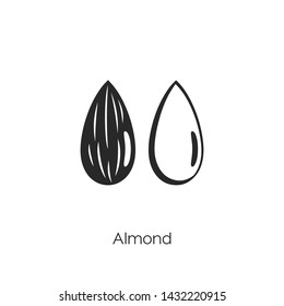 almond icon vector. almond symbol. Linear style sign for mobile concept and web design. almond symbol illustration. Pixel vector graphics - Vector.