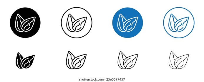 Almond icons in black and blue colors