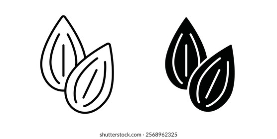 Almond icons in black and white colors