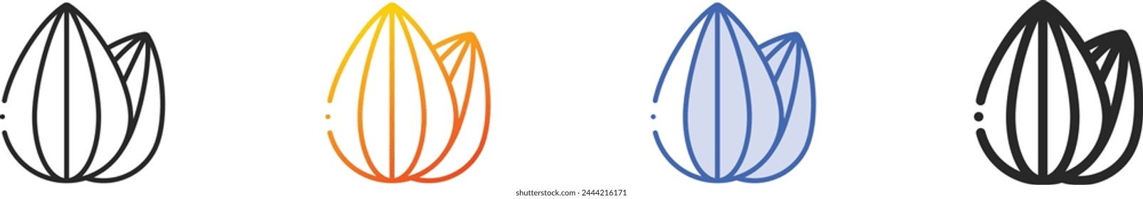 almond icon.Thin Linear, Gradient, Blue Stroke and bold Style Design Isolated On White Background