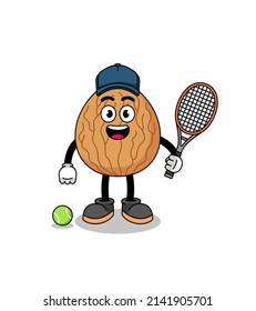 almond illustration as a tennis player , character design