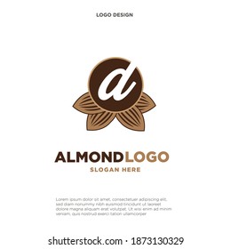 almond letter D logo vector icon symbol design