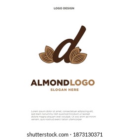 almond letter D logo vector icon symbol design