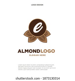 almond letter E logo vector icon symbol design