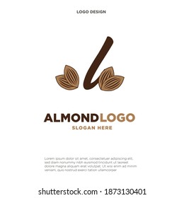 almond letter L logo vector icon symbol design