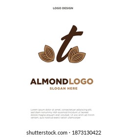 almond letter T logo vector icon symbol design