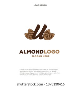 almond letter U logo vector icon symbol design