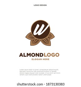 almond letter W logo vector icon symbol design