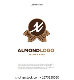 almond letter X logo vector icon symbol design