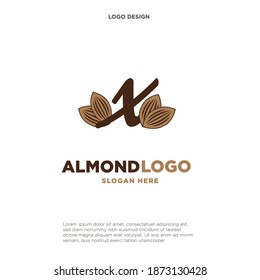 almond letter X logo vector icon symbol design