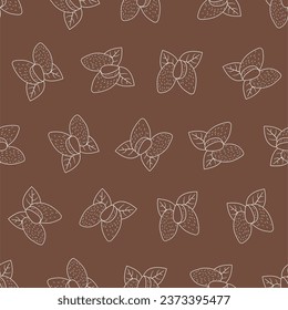 Almond line art seamless pattern. Suitable for backgrounds, wallpapers, fabrics, textiles, wrapping papers, printed materials, and many more.