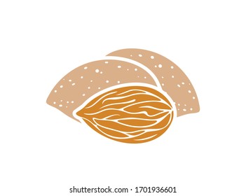 Logo de Almond. Almendra aislada sobre fondo blanco