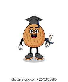 almond mascot with graduation pose , character design