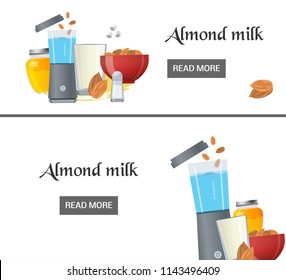 Almond milk banners. Vector tamplate