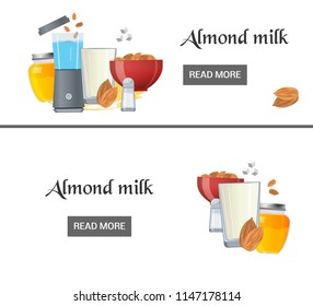 Almond milk banners. Vector tamplate