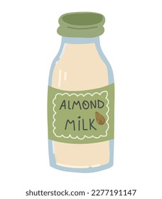 Almond milk bottle. Vector illustration of alternative milk.