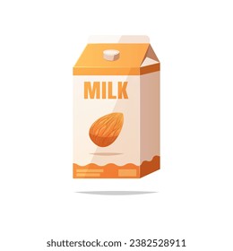 Vector de caja de leche de almendra aislado en fondo blanco.