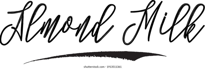 Almond Milk Elegant Hand Written Cursive Typography Vector Quote