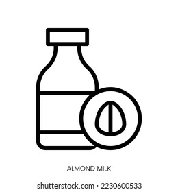 almond milk icon. Line Art Style Design Isolated On White Background