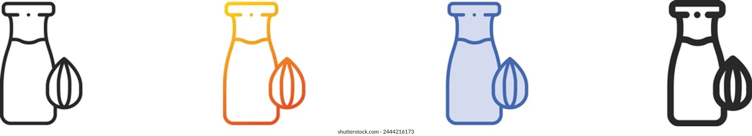 almond milk icon.Thin Linear, Gradient, Blue Stroke and bold Style Design Isolated On White Background