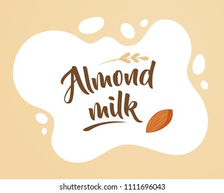 Almond milk illustration, design elements and background