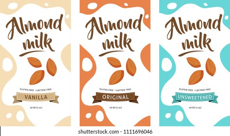 Almond Milk Illustration, Design Elements, Package Design Concept