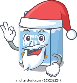 Almond milk in Santa cartoon character style with ok finger