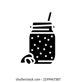almond milk smoothie fruit juice food glyph icon vector. almond milk smoothie fruit juice food sign. isolated symbol illustration