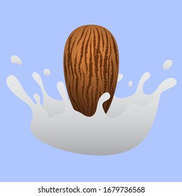 Almond Milk Splashing Graphic Icon	