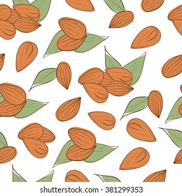 Almond. Nut. Background, wallpaper, texture. Seamless. Sketch.