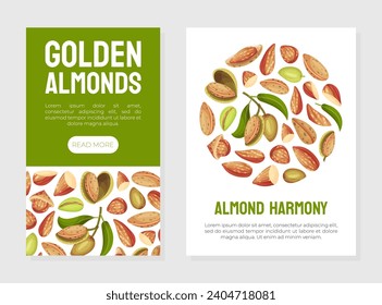 Almond Nut Banner Design with Shell and Kernel Vector Template