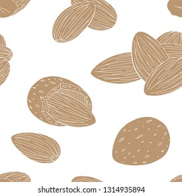 Almond nut graphic color seamless pattern background sketch illustration vector