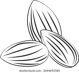 ícono de nuez de almendra, Ilustración vectorial de nuez.