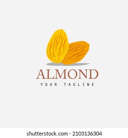 diseño del logotipo de la ilustración de la nuez de almendra