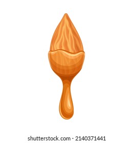 Almond nut with liquid melted chocolate. Nutritious natural sweet dessert vector illustration