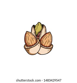 Almond Nut Logo Design Vectors Illustrations
