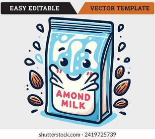 Almond Nut Milk Packet Vector. Almond logo, Isolated almond on white background eps. This artwork looks great on print and the web. Hopefully, you will like it.