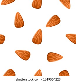 Almond nut seamless pattern in white background. Sun flower seed