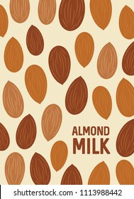 Almond nut vector background seeds of the tree. vector illustration